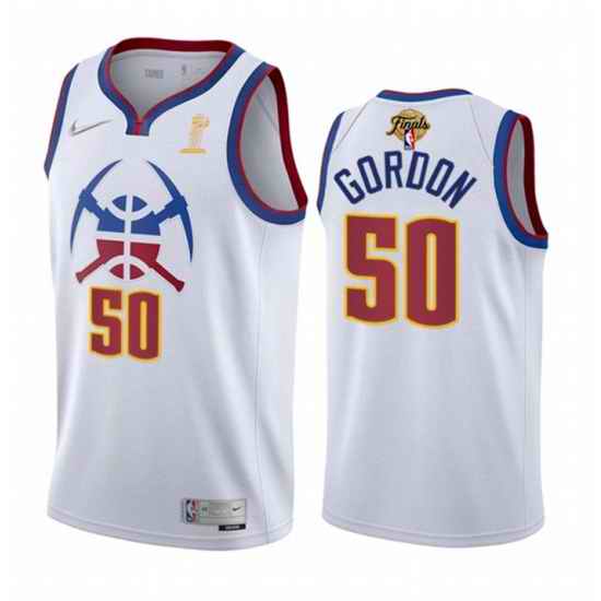 Men Denver Nuggets 50 Aaron Gordon White 2023 Finals Earned Edition Stitched Basketball Jersey